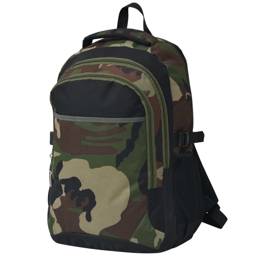 Vidaxl rygsæk til skole 40 L sort og camouflage