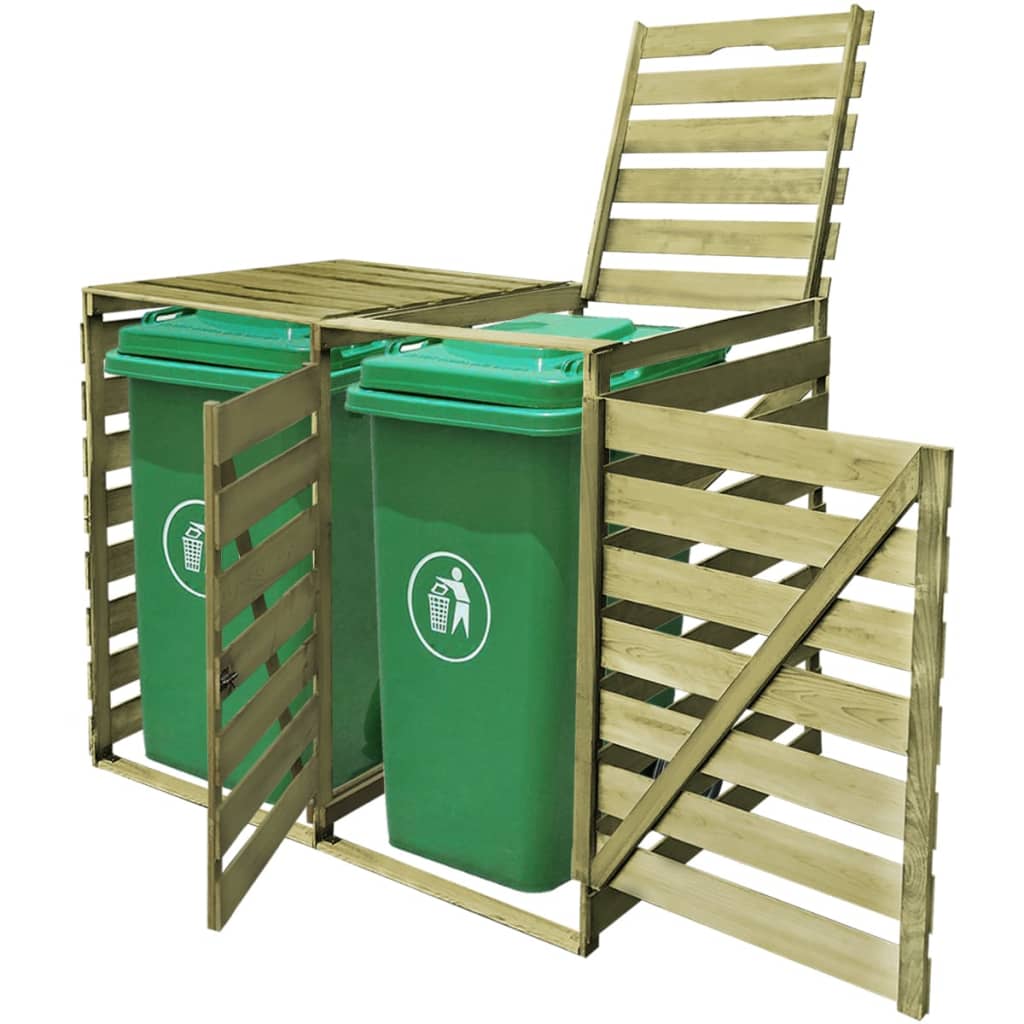 Vidaxl containeropbevaring dobbelt 240 l imprægneret træ