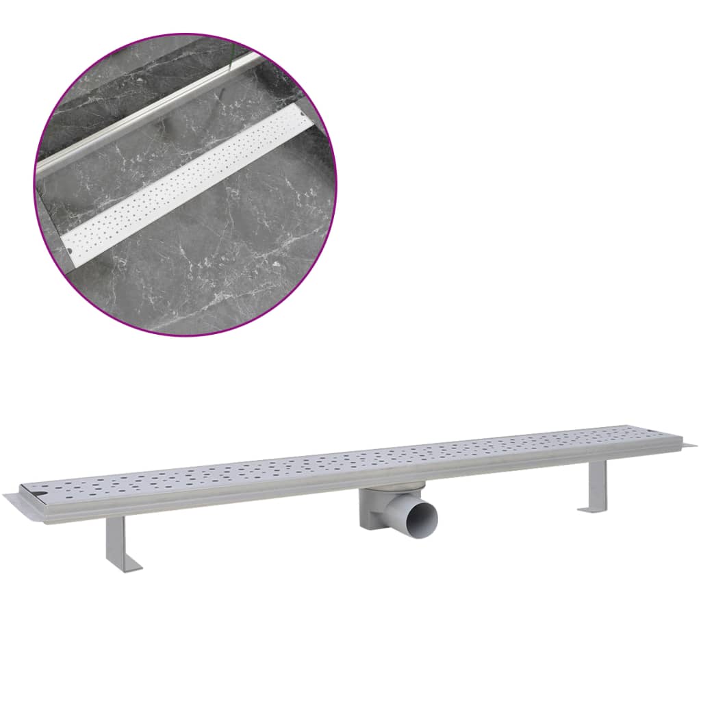 Vidaxl bruserafløb rektangulær boble 930x140 mm rustfrit stål
