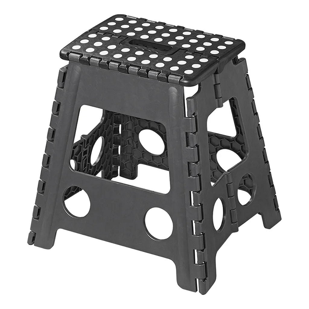 foldbar trinskammel sort grå 29 x 21,5 x 39,5 cm