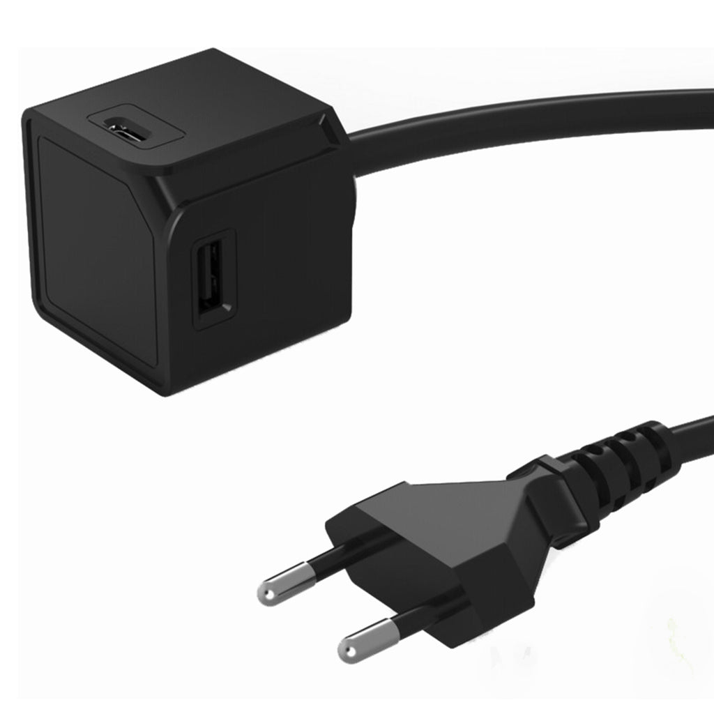 Powercube usbcube forlænget usb a og c sort