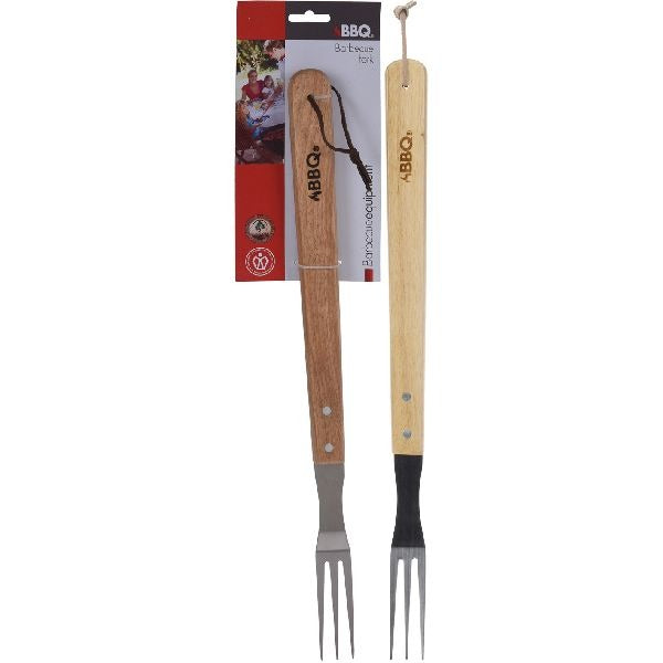 BBQ gaffel rustfrit stål træ 46x7cm