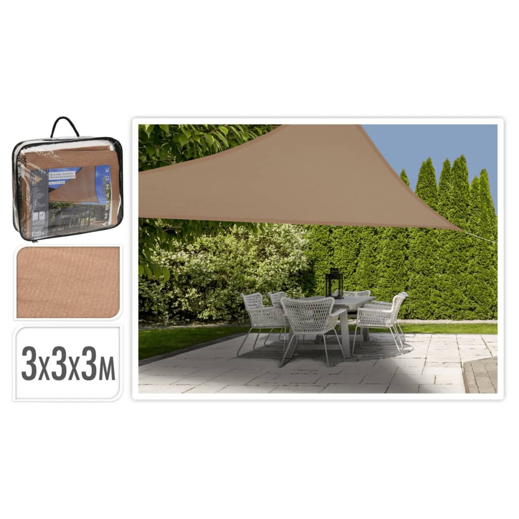 Progarden skygge klud trekantet 3x3x3m sand -farvet