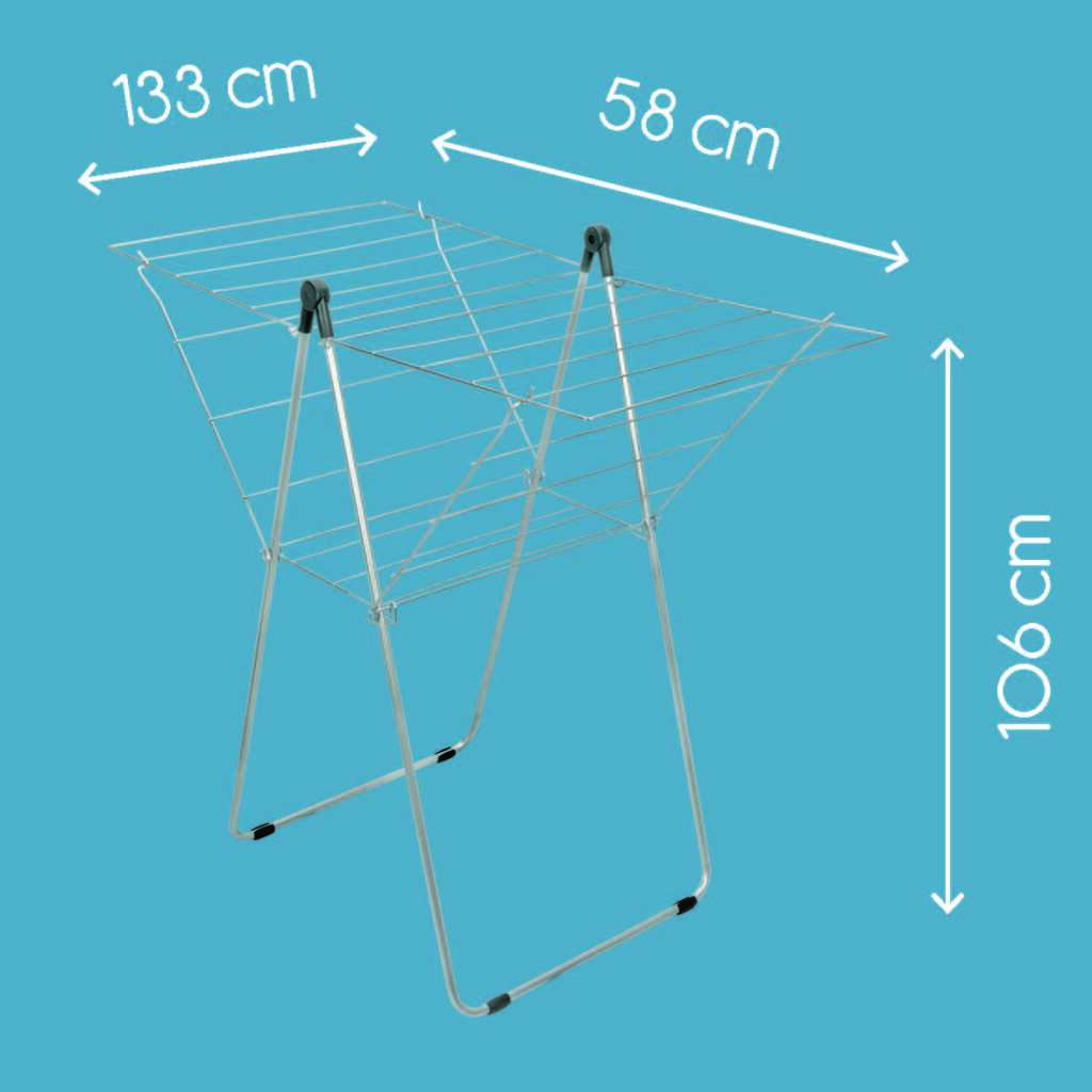 Tomado-metaltex vento 25 tørrestativ 133x109x58 cm sølv 25m tørrelængde