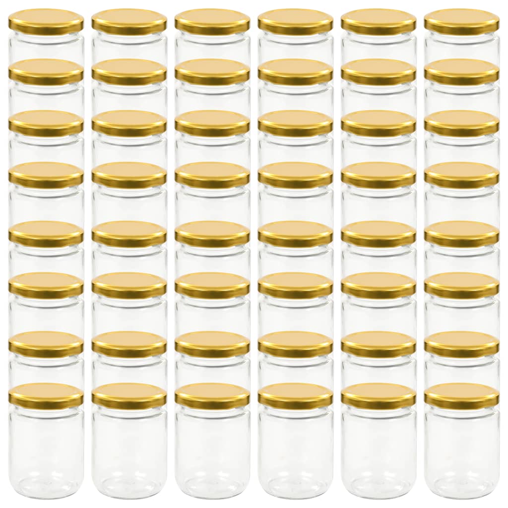 Vidaxxl syltetøjsglas med guldfarvet låg 48 stk 230 ml glas