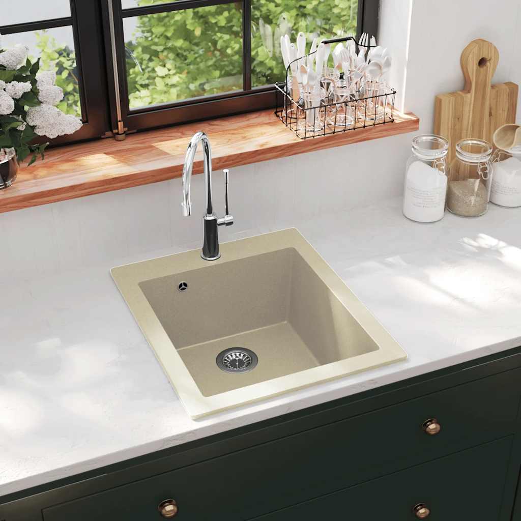 Vidaxl Sink Single Bowl of Granite Beige