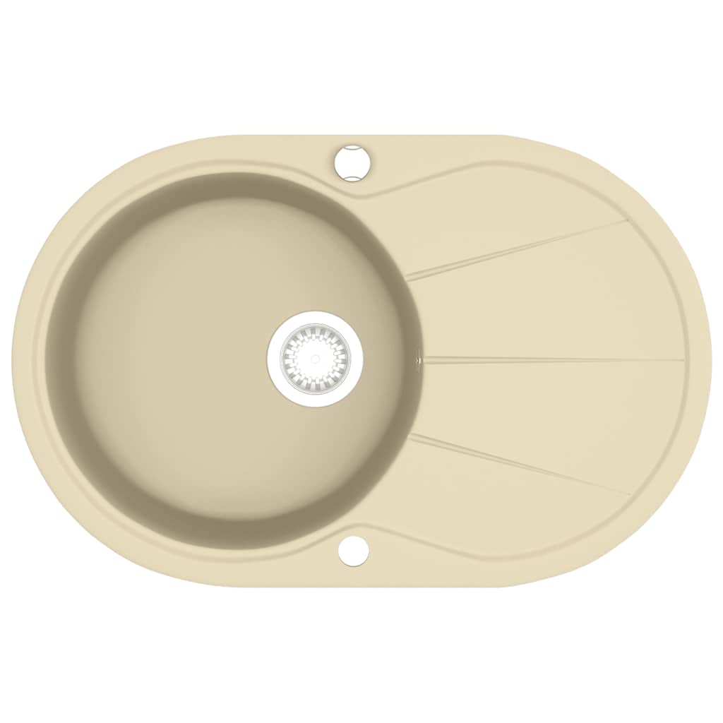 Vidaxl Sink Enkelt skål med oval granit beige