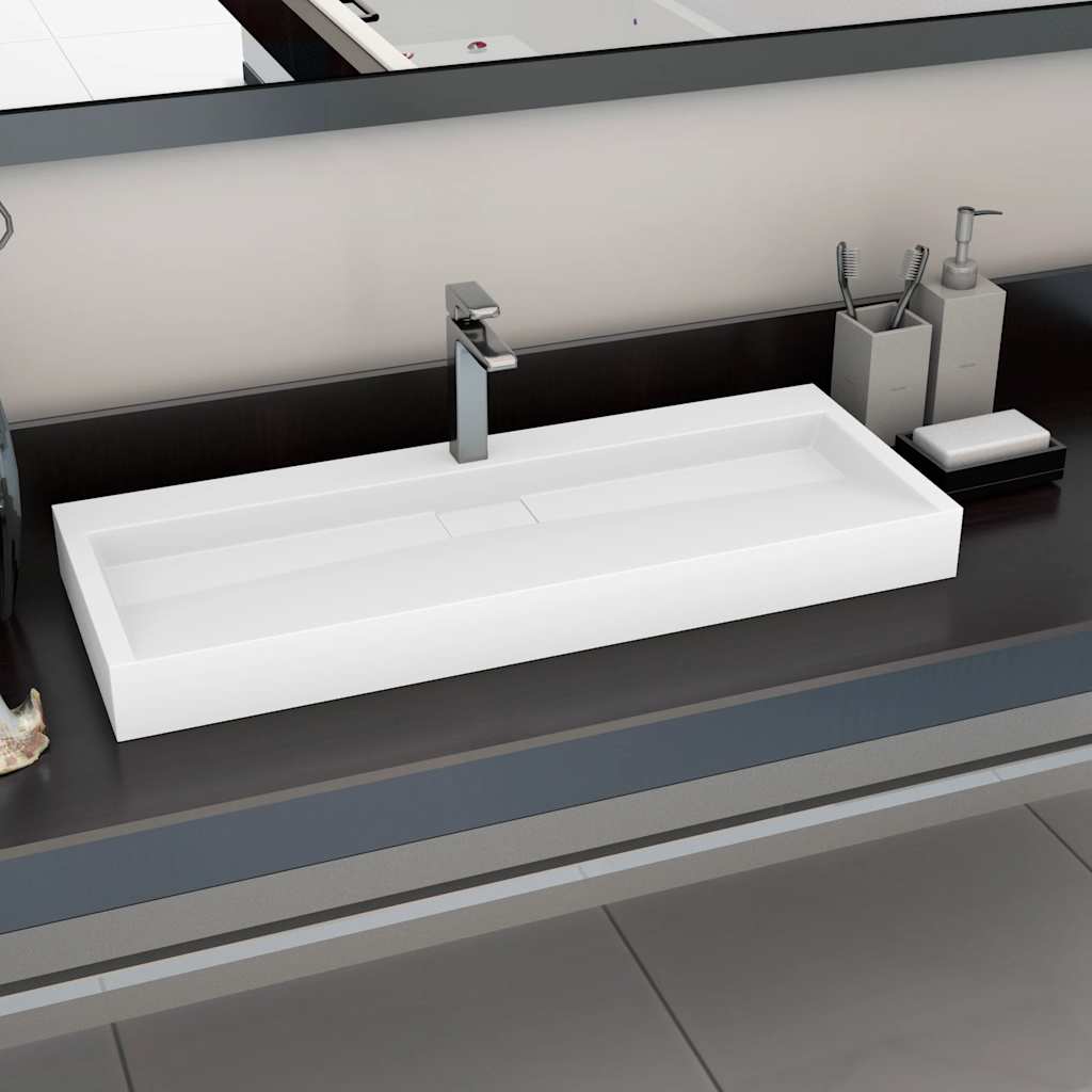 Vidaxl Washbasin 120x46x11 cm Mineral støbt marmor støbt hvid