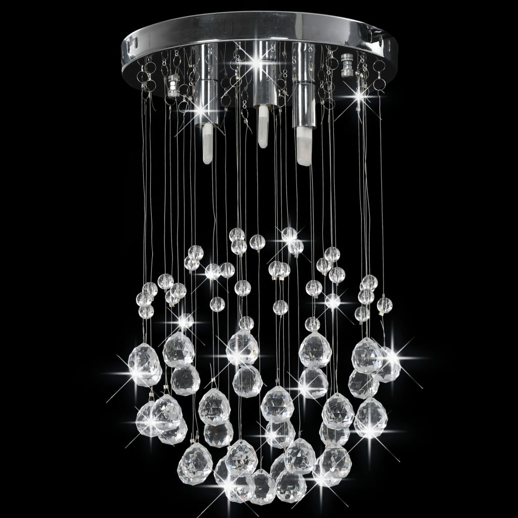 Vidaxl loftslampe med krystalperler omkring 3xg9 sølvfarvet