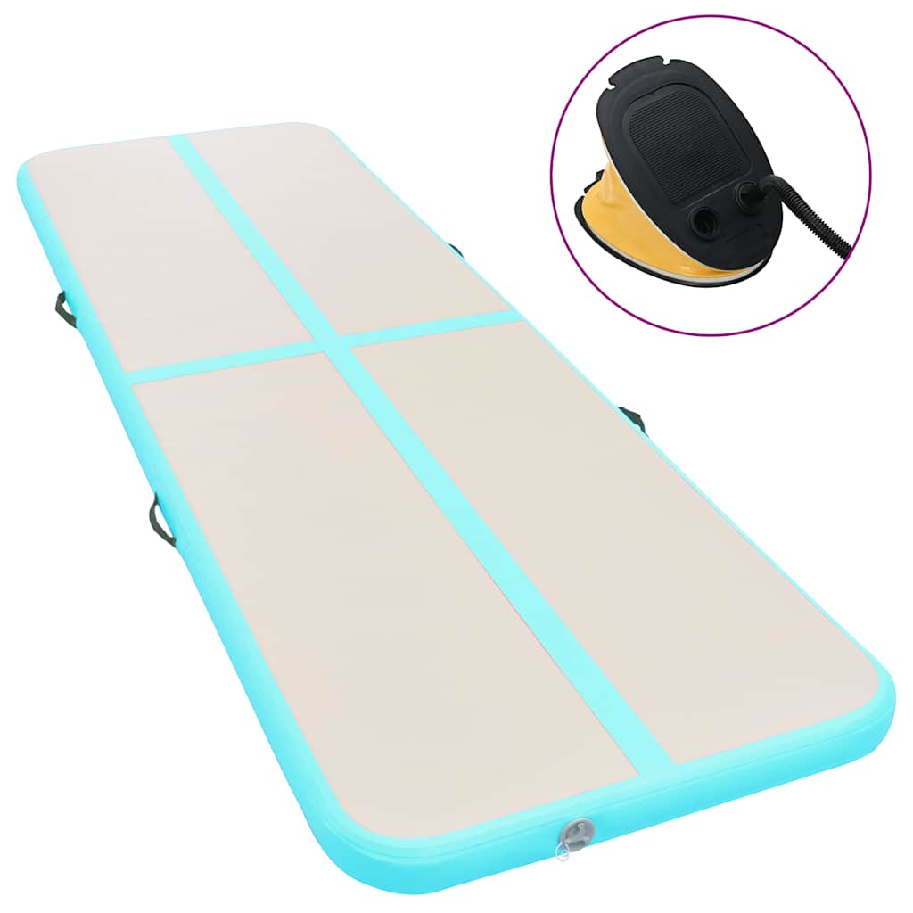 Vidaxl gymnastikmåtte med pumpe oppustelig 700x100x10 cm pvc grøn