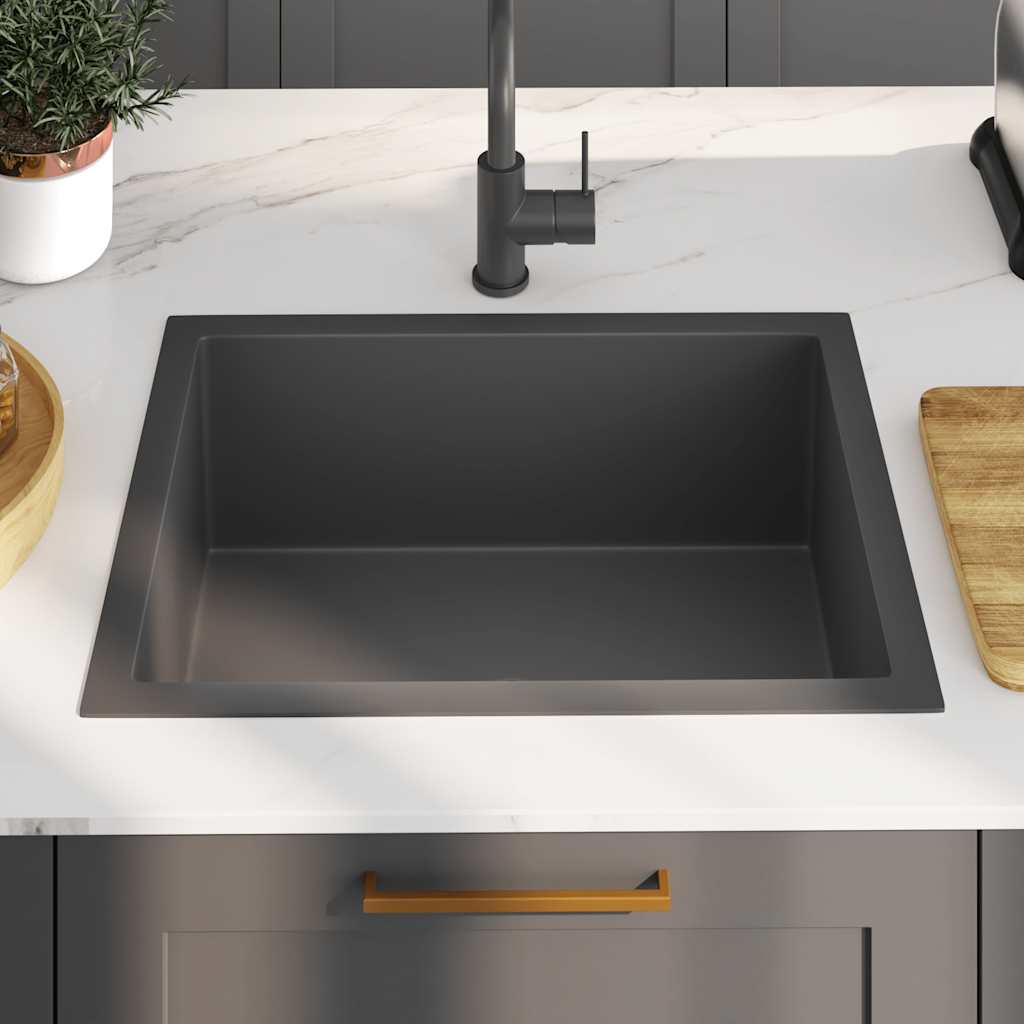Vidaxl Sink håndlavet rustfrit stål sort