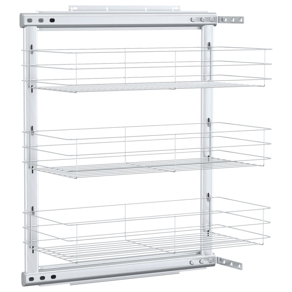 Vidaxl Wire Basket Kitchen Exttenable 3-lags 47x25x56 cm sølvfarvet