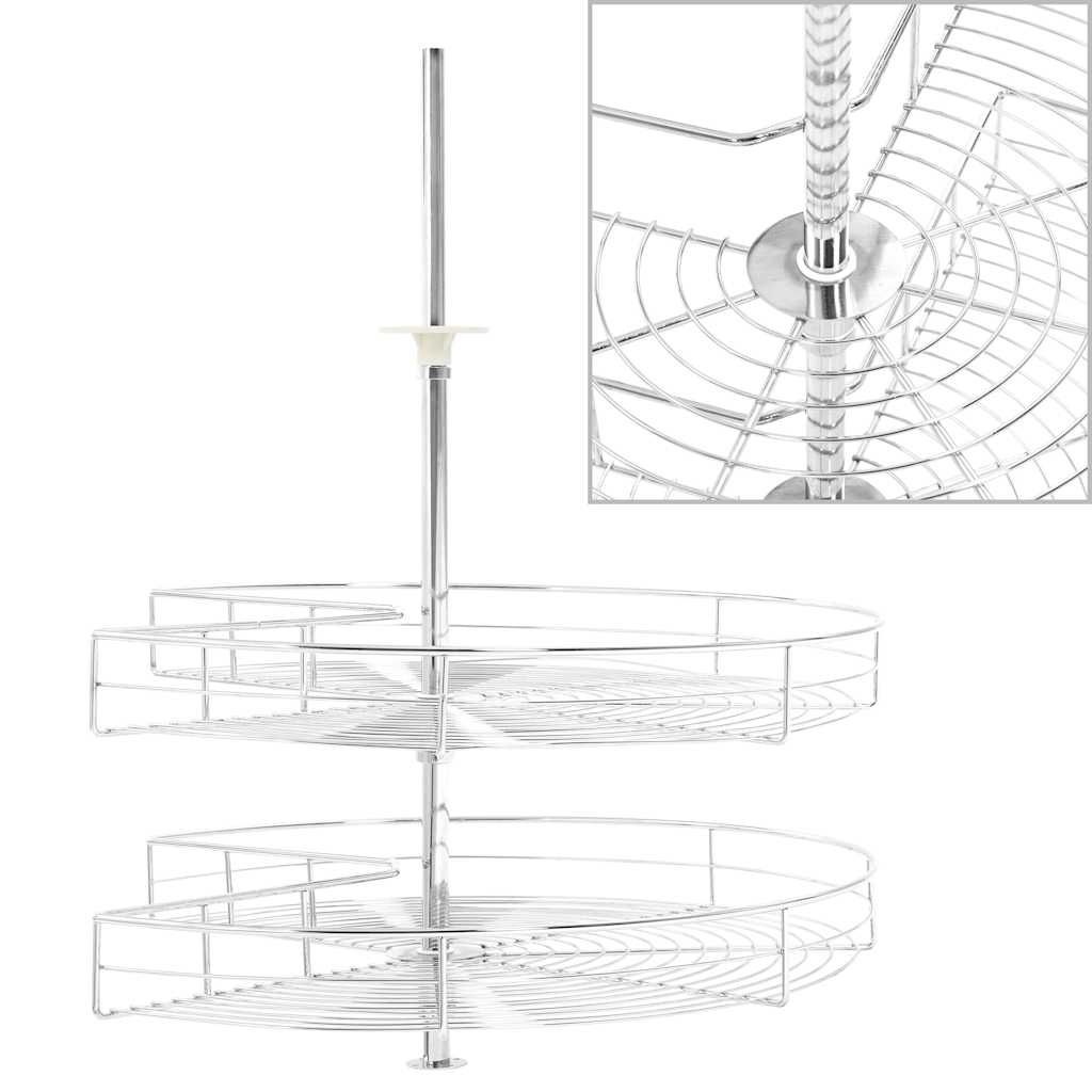 Vidaxl Wire Basket Kitchen 2-lag 270 grader 71x71x80 cm sølvfarvet