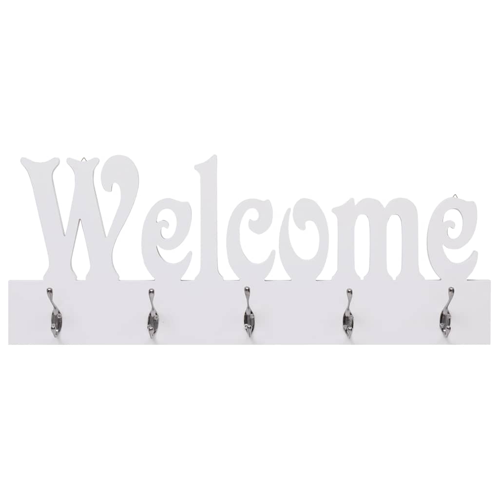 Vidaxl Wall Coat Rack Velkommen 74x29,5 cm hvid