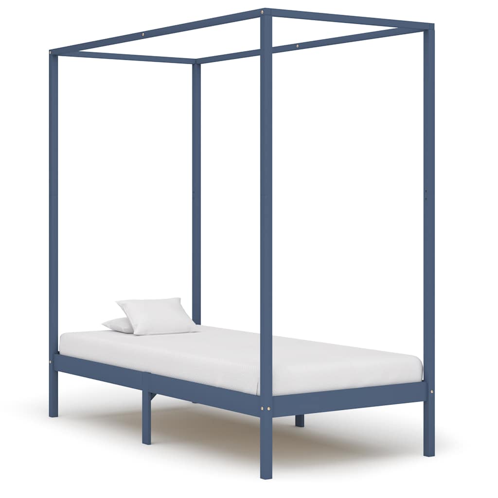 Vidaxl hemelbedframe massief grenenhout grijs 100x200 cm