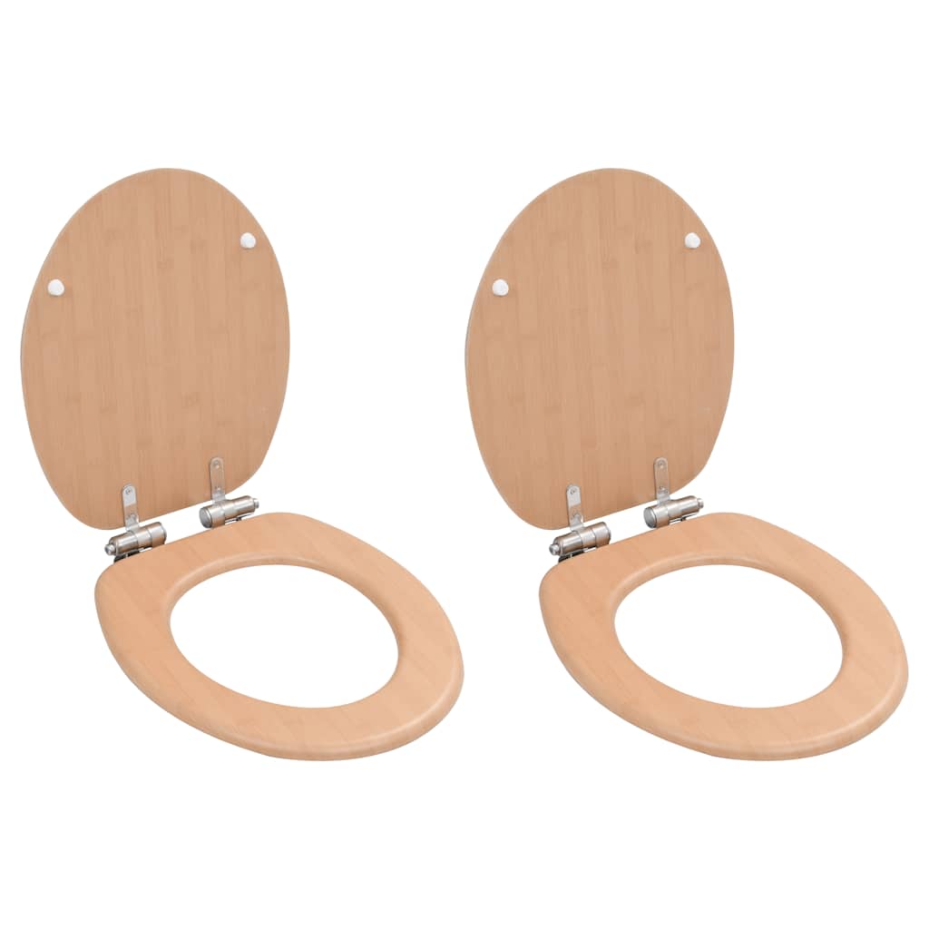 VidaXL toiletsæder 2 stk med soft-close låg MDF bambus design