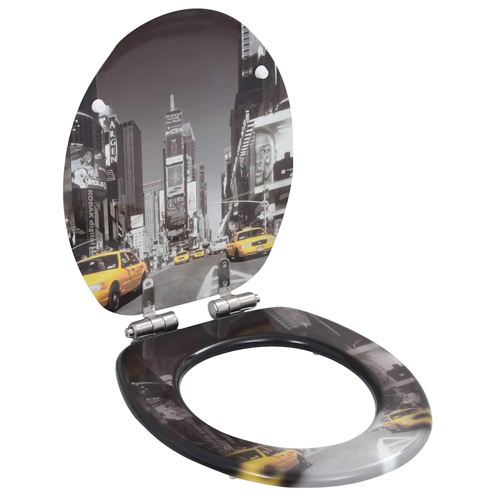 VidaXL toiletsæder 2 stk med soft-close låg MDF New York design