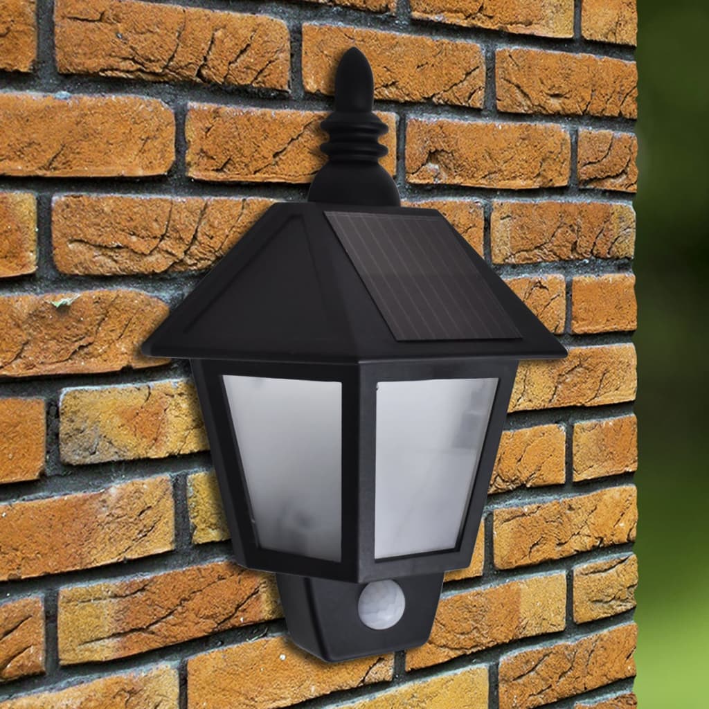 VidaXL solar wall lamps 2 pcs with motion sensor black