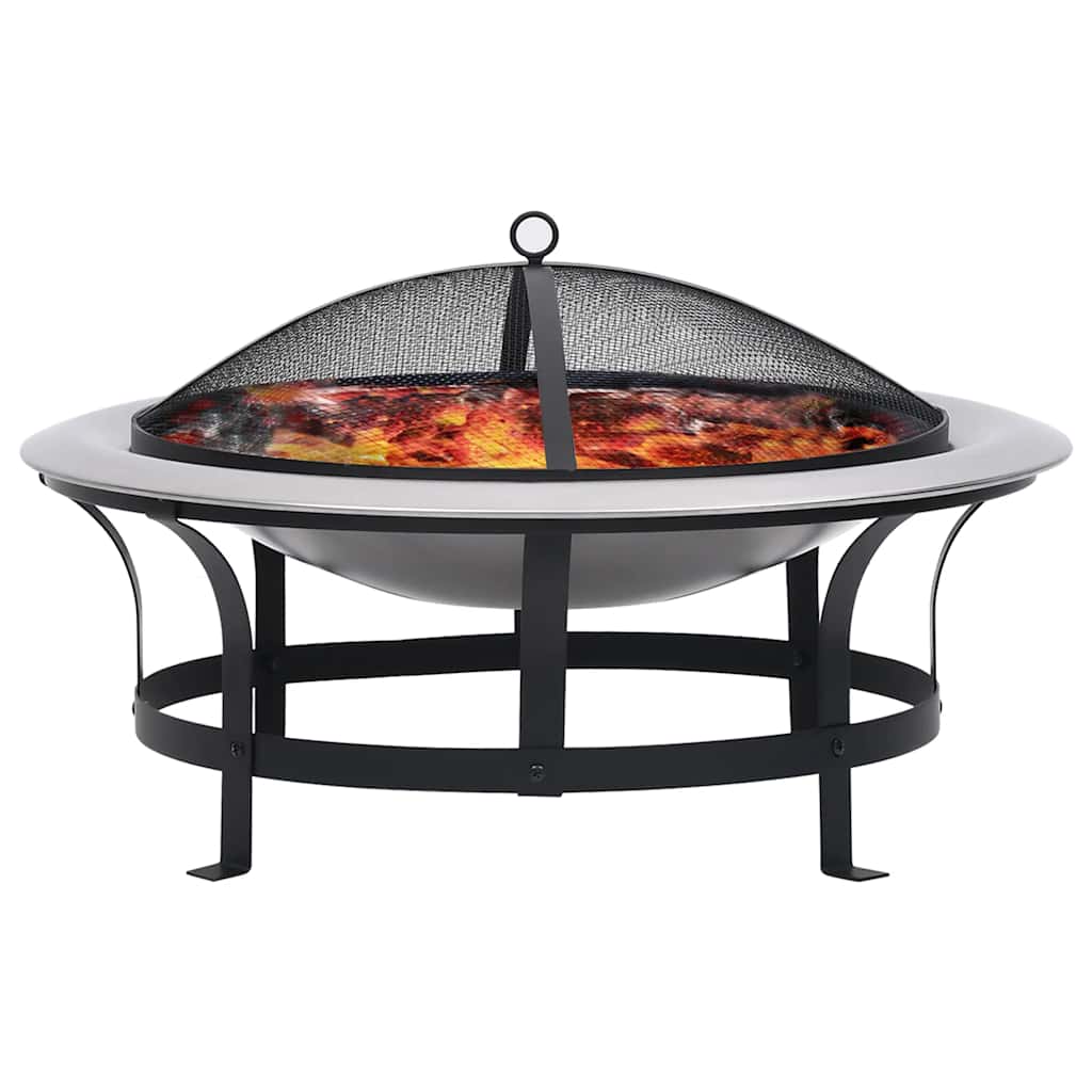 Vidaxl Garden Fire med grill 76 cm rustfrit stål
