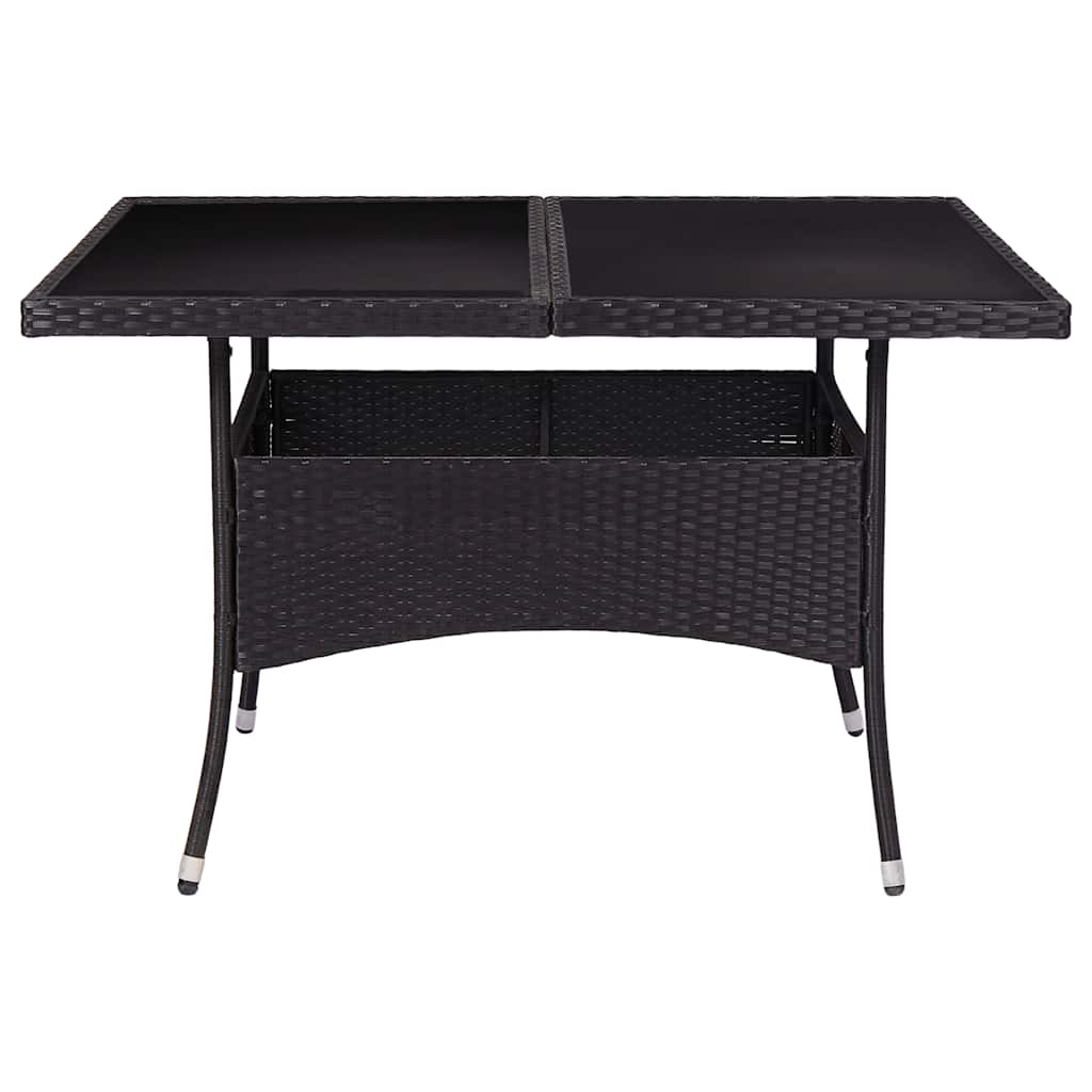 Vidaxl tuintafel poly rattan en glas zwart