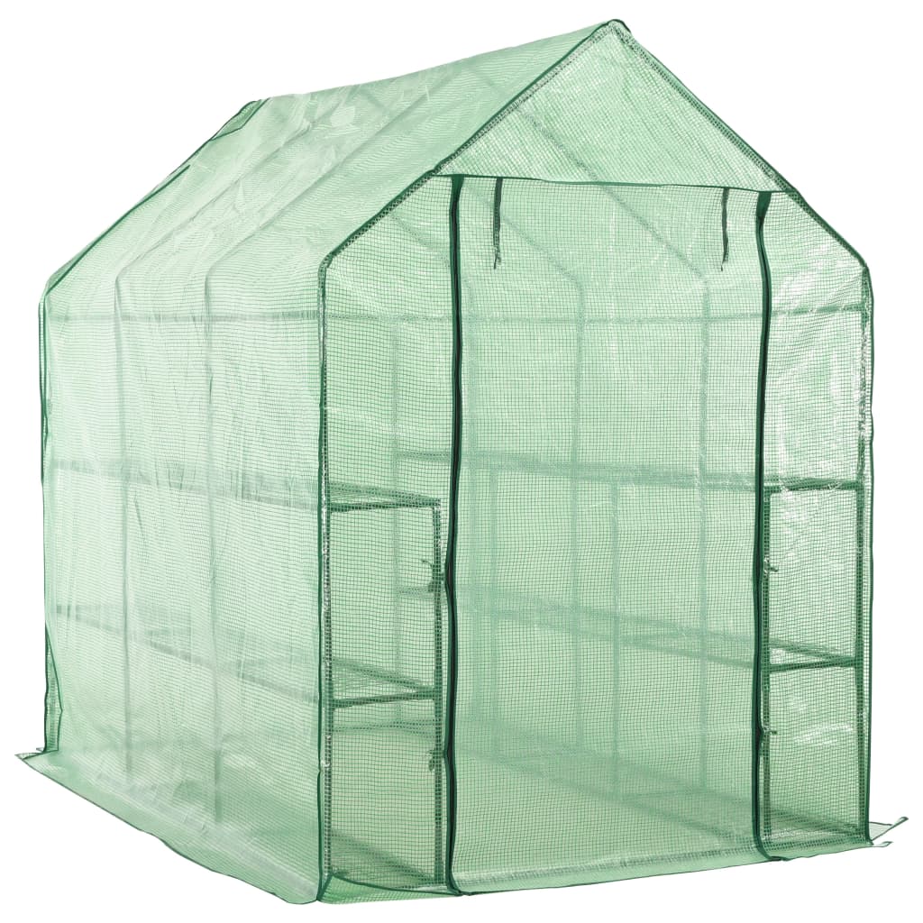 Vidaxl Walk -i drivhuset med 12 hylder 143x214x196 cm stål
