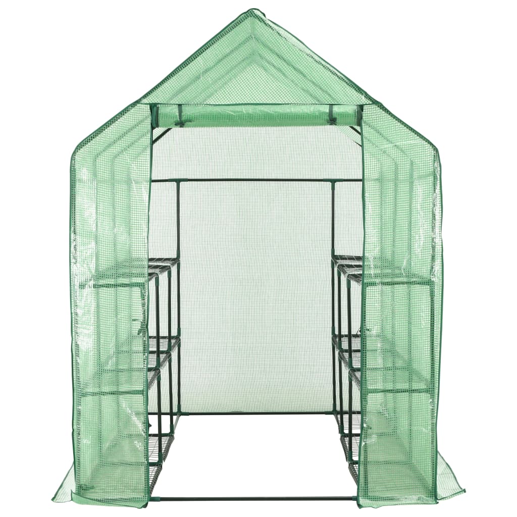 Vidaxl Walk -i drivhuset med 12 hylder 143x214x196 cm stål