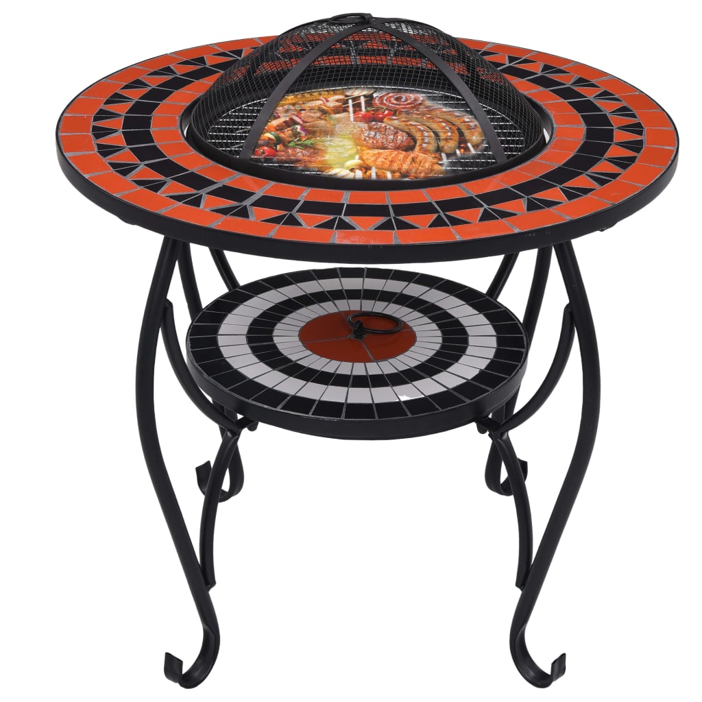 Vidaxl Fire Table Mosaic 68 cm keramisk terracotta -farvet og hvid