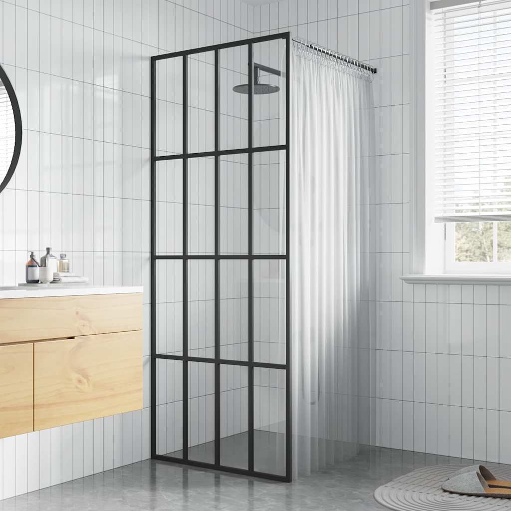 Vidaxl Walk -I brusevæg 90x195 cm gennemsigtigt tempereret glas
