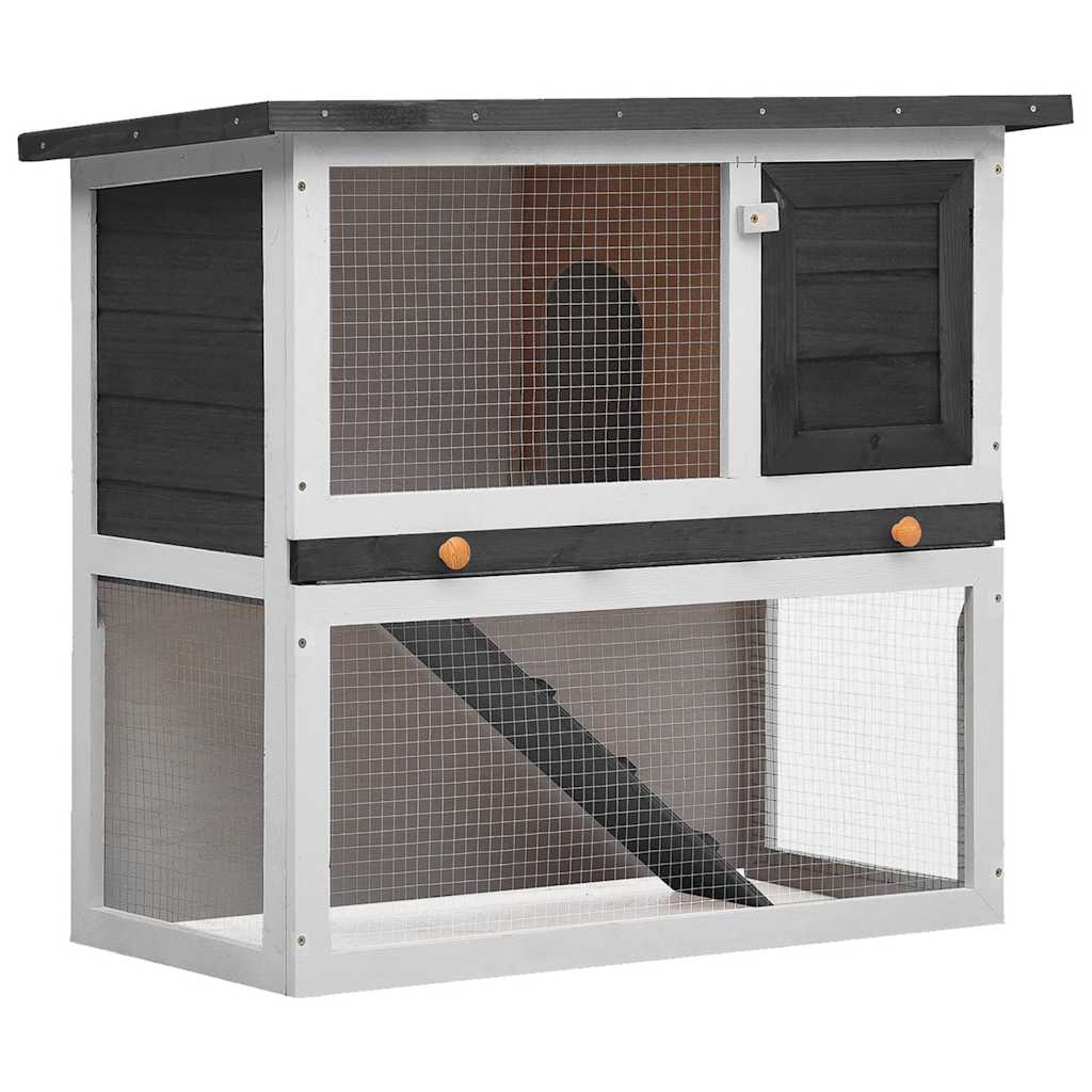 Vidaxl Rabbit Hutch til udvendig med 1 dør træ grå
