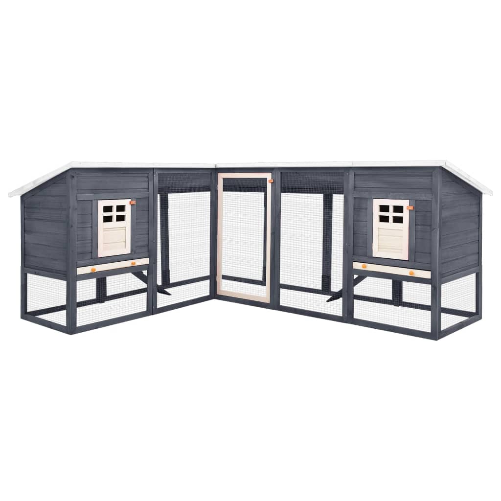 Vidaxl Rabbit Hutch til udefra med Ren Solid Vurenhout Gray and White