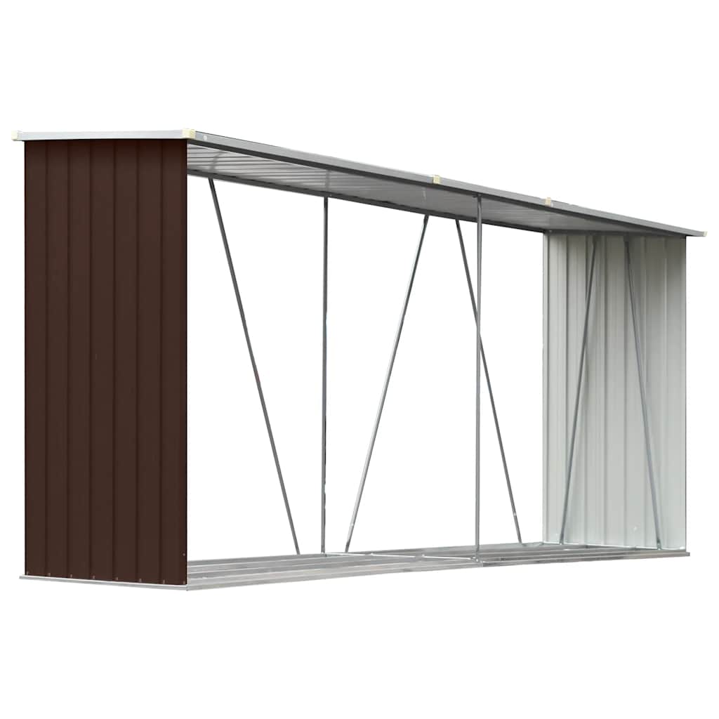 Vidaxl brænde skur 330x84x152 cm galvaniseret stålbrun