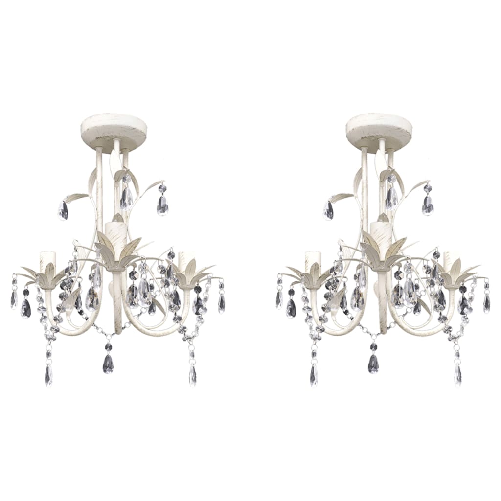 VidaXL lysekroner krystal 2 stk elegant hvid