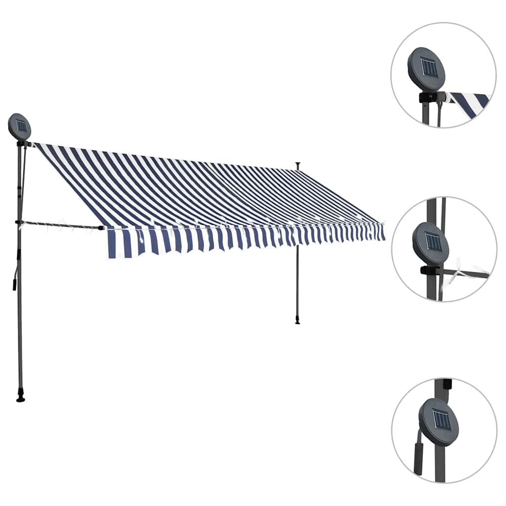 Vidaxl Luifel manuelt kan udvides med LED 350 cm blå og hvid