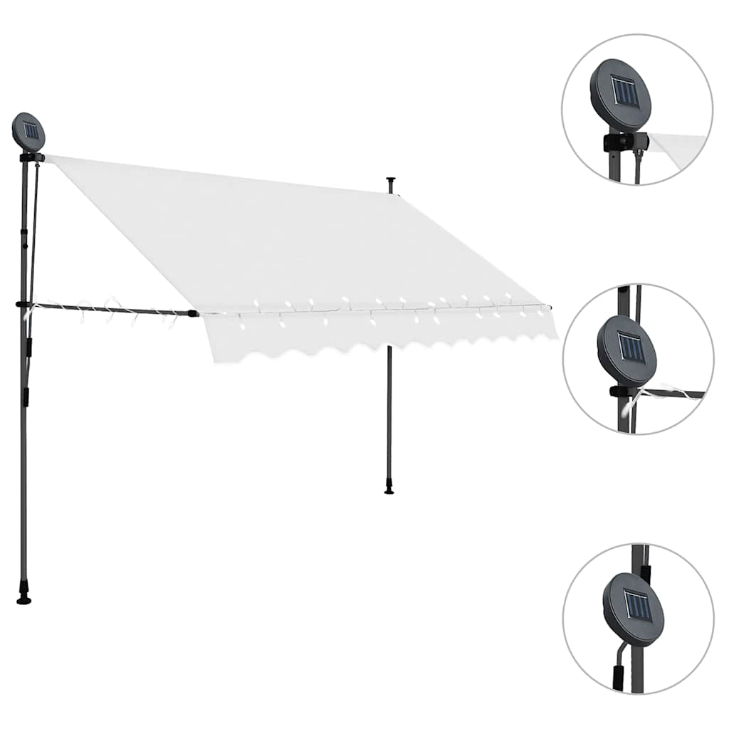 Vidaxl Luifel manuelt kan udvides med LED 300 cm creme -farvet