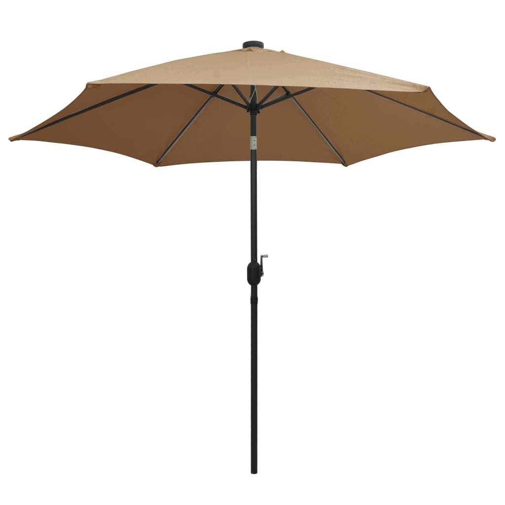 Vidaxl -parasol med LED -belysning og aluminiumstang 300 cm taupe