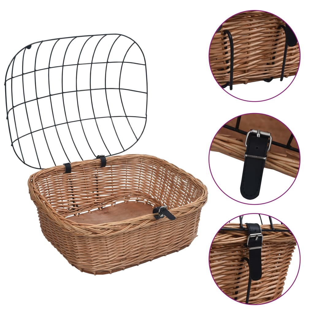Vidaxl Bicycle Hovar Basket med låg 50x45x35 cm naturlige pil