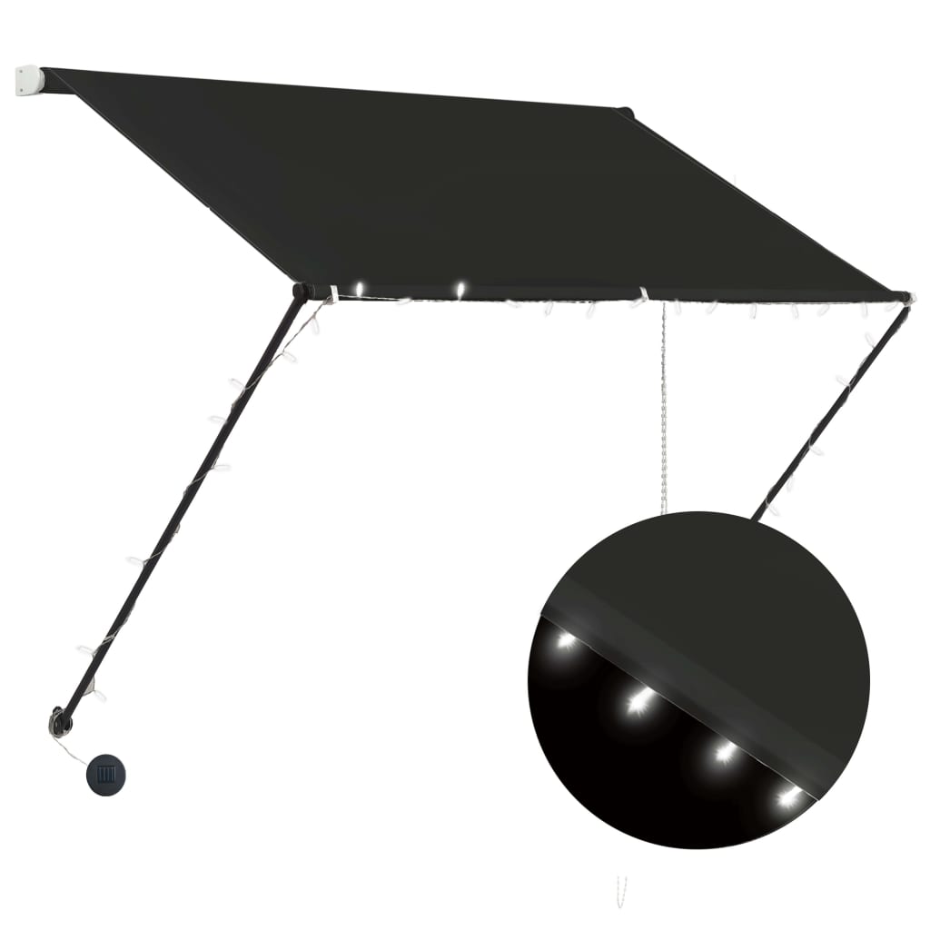 Vidaxl Luifel kan udvides med LED 150x150 cm antracit
