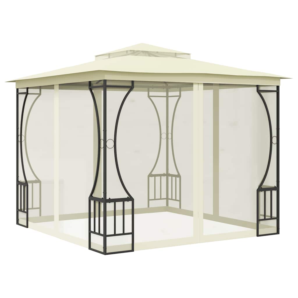 Vidaxl Arbor med NETS 300x300x265 cm creme -farvet