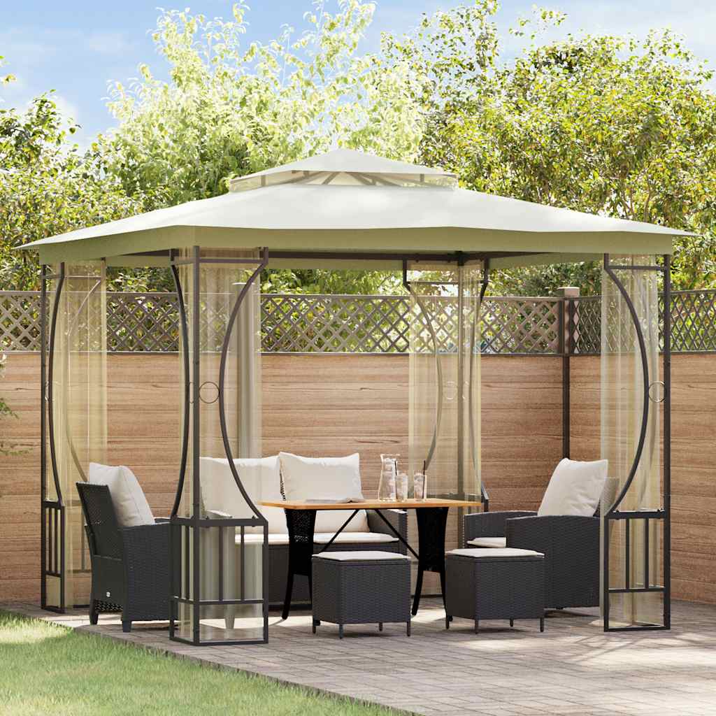 Vidaxl Arbor med NETS 300x300x265 cm creme -farvet