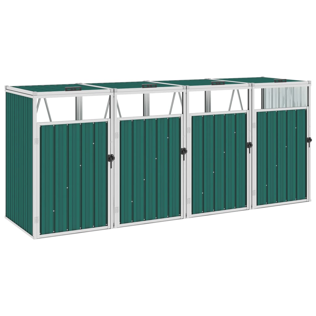 Vidaxl Waste Baking Storage Four -Dubbel 286x81x121 cm stålgrøn