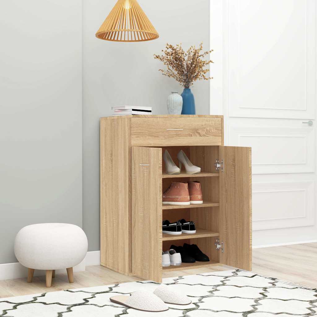 Vidaxl Shoe Cabinet 60x35x84 cm Property Wood Sonoma Oak Farvet