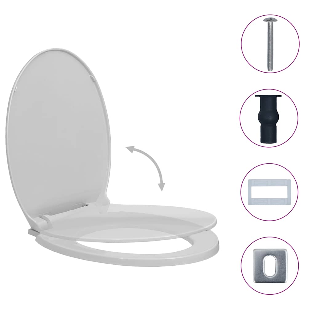 Vidaxl toiletsæde soft-close og quick-release oval lysegrå