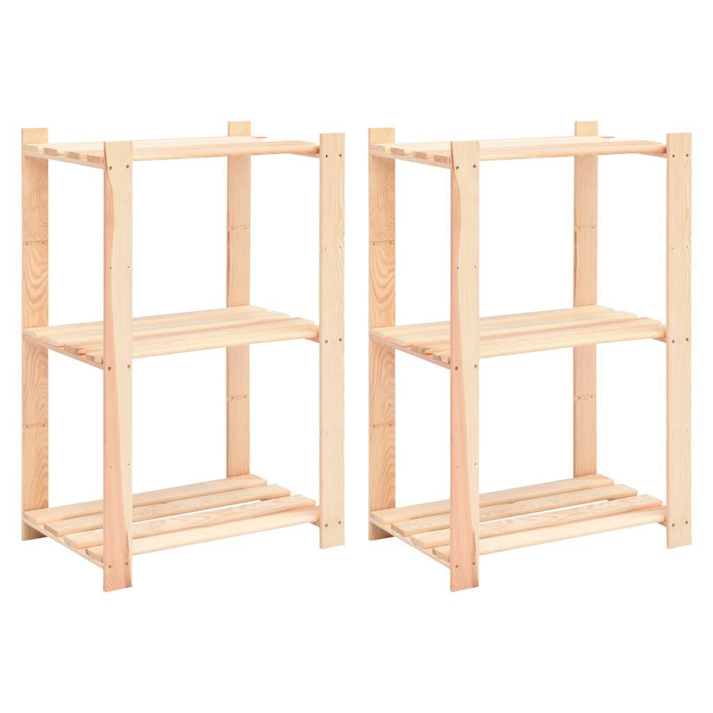 Vidaxx opbevaringsreoler 3-lags 2 stk 60x38x90 cm massiv fyrretræ 150 kg