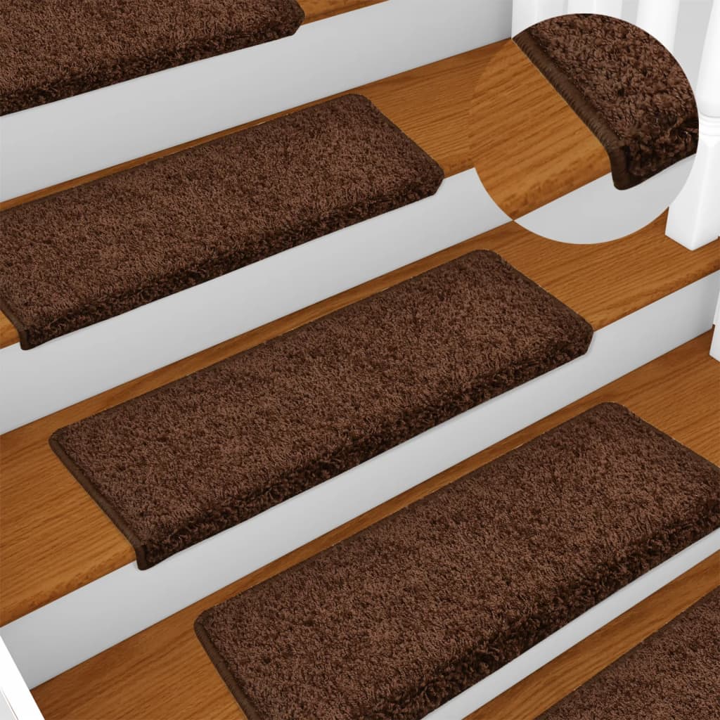 VidaXL trappemåtter 15 stk 65x21x4 cm brun rektangulær kant