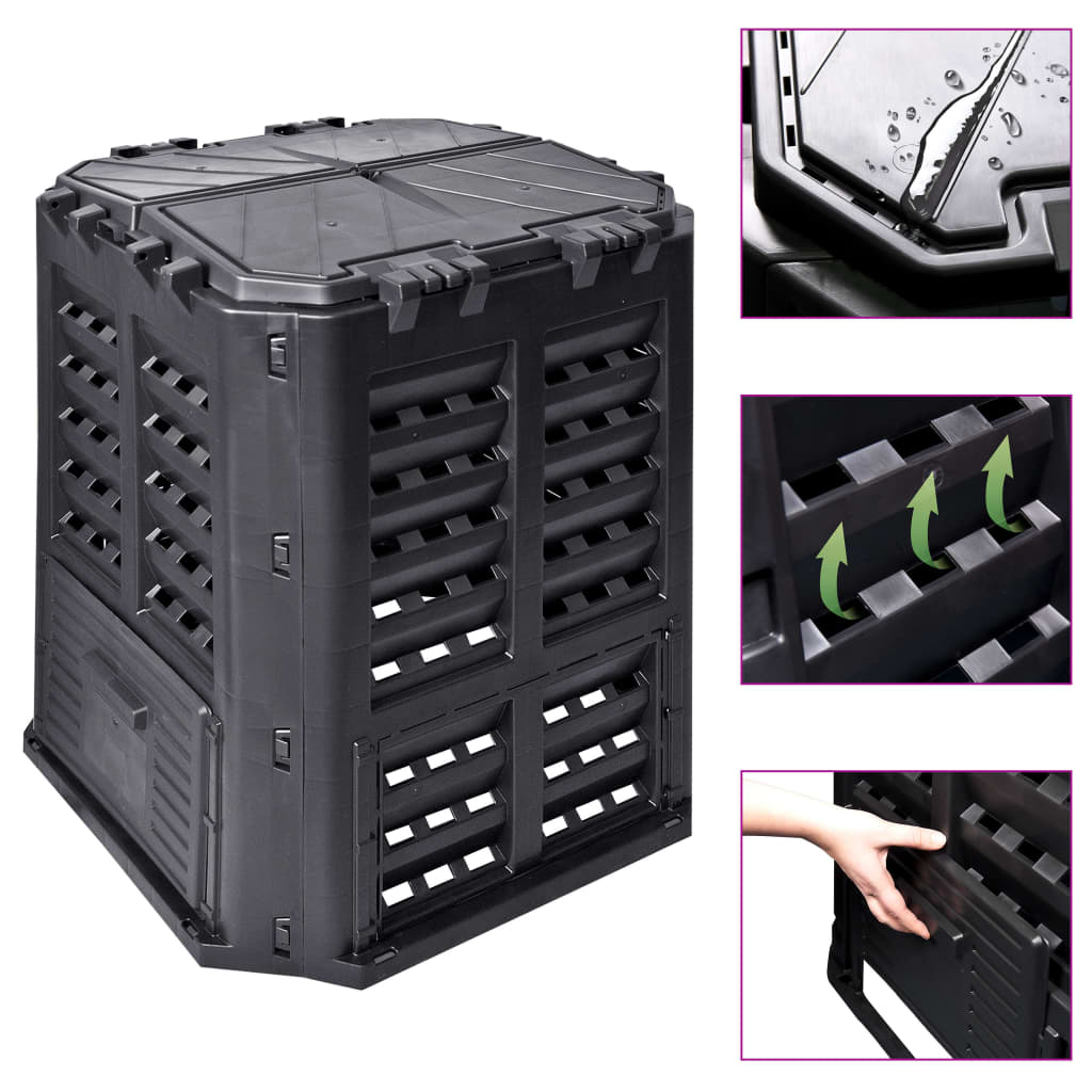 Vidaxx kompostbeholder 360 l 68,9x68,9x83,9 cm sort