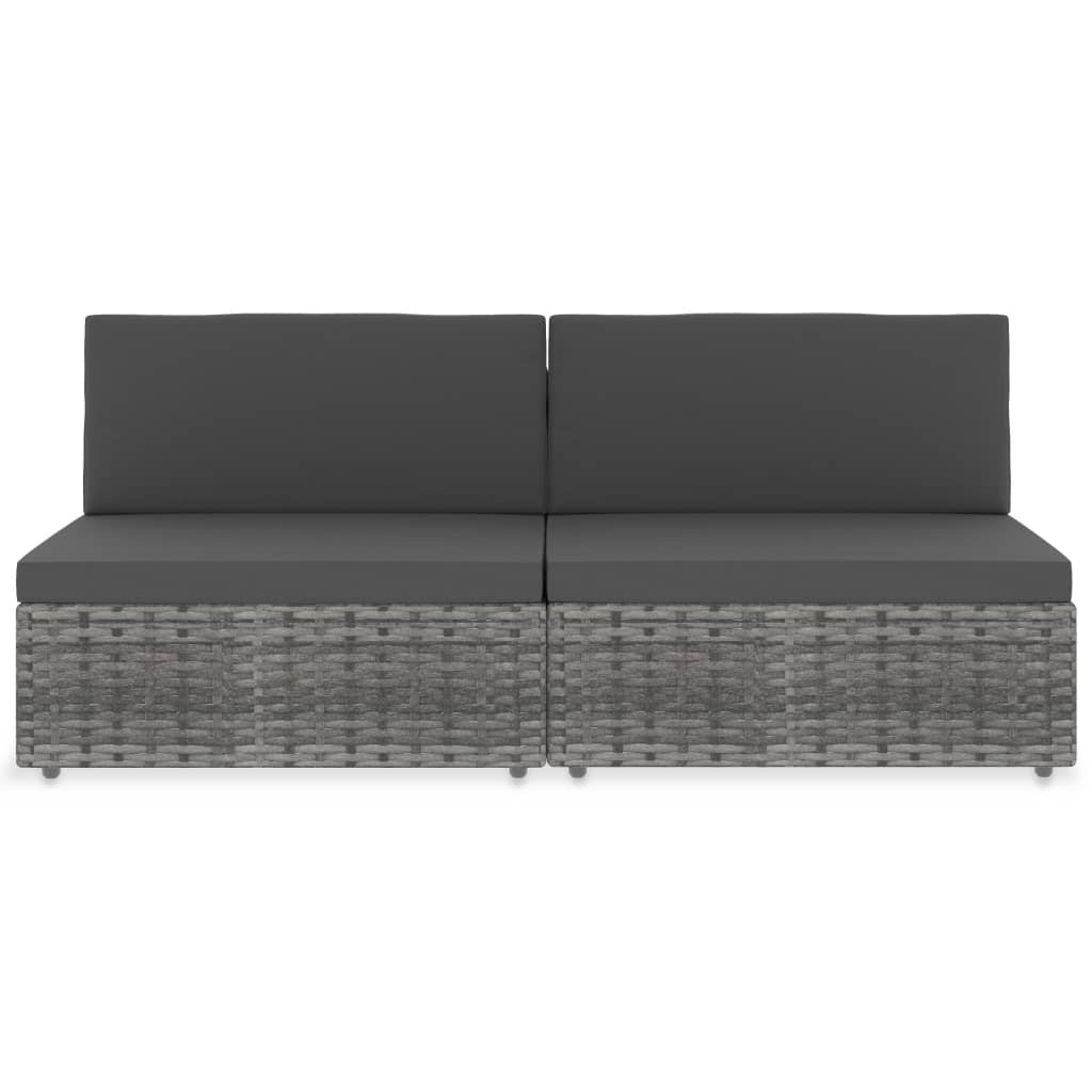 Vidaxl tweezitsbank sectioneel poly rattan grijs