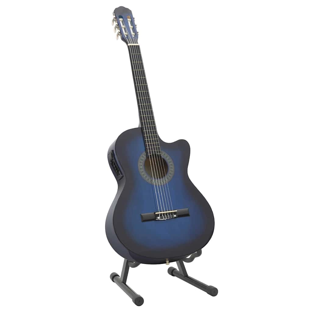 Vidaxl 12-delt guitarsæt med equalizer og 6 strenge westernblå