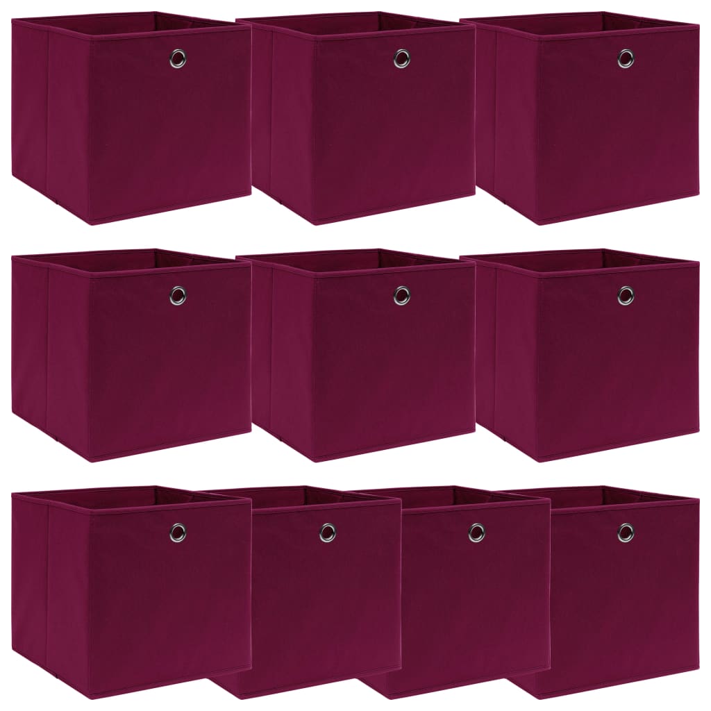 Vidaxl opbevaringsbokse 10 stk 32x32x32 cm stof mørkerød