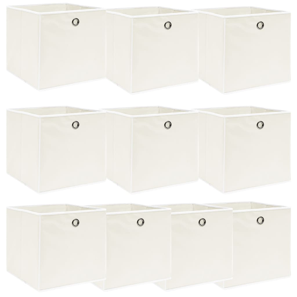 Vidaxl opbevaringsbokse 10 stk 32x32x32 cm stof hvid