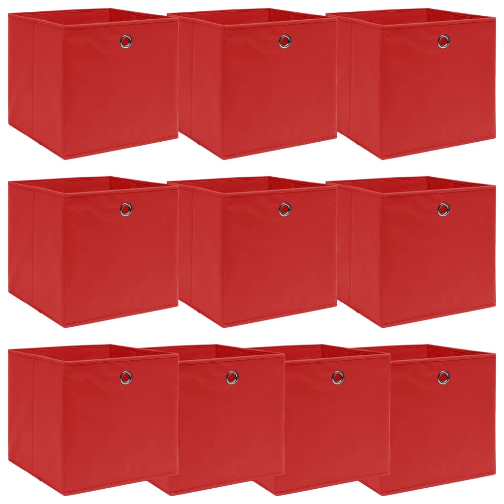 Vidaxl opbevaringsbokse 10 stk 32x32x32 cm stof rød